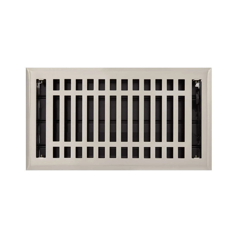 Registre de plancher contemporain en acier, Laiton poli, 6 po x 10 po