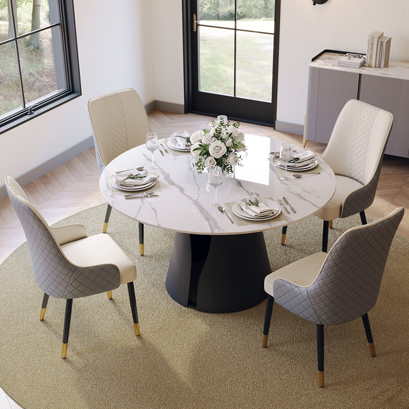 Ensemble de table de salle à manger Vera, H 29,53 po x L 47,24 po x l 47,24 po, 5 pièces: table, 4 chaises - petite