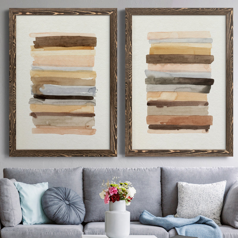 " Arid Layers I " 2 Piece Art Color Photography Painting, 31.5" H x 47" W x 1.5" D, Walnut Framed Canvas, No Mat