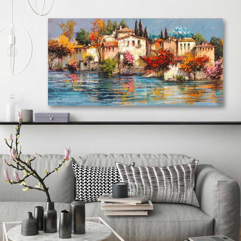 Italian Village by Luigi Florio - Wrapped Canvas Painting, 60cm H x 120cm W x 4cm D