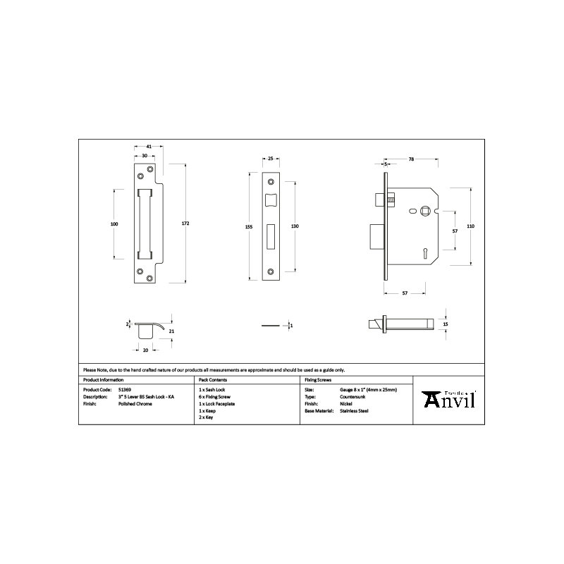 Sash Lock, Polished Chrome
