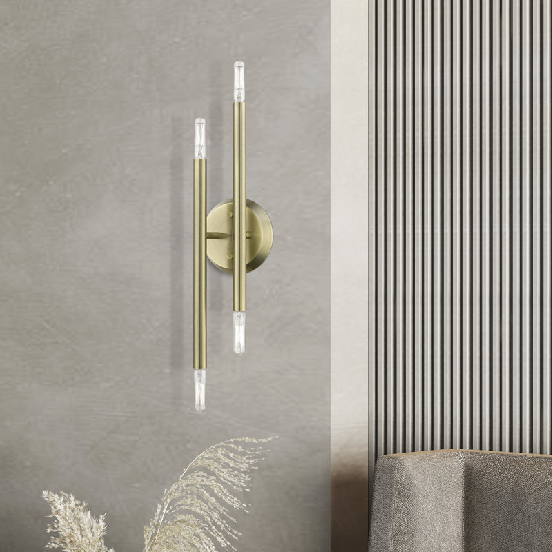 Asherah Steel Candle Wall Light, Antique Brass