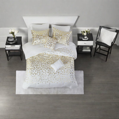 Ensemble de literie de luxe moderne, imprimé animalier métallique, décoration intérieure élégante