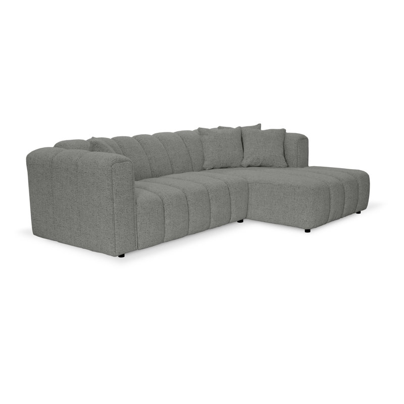 3 Seater Corner Sofa, Polyester - Grey, Right Hand Facing