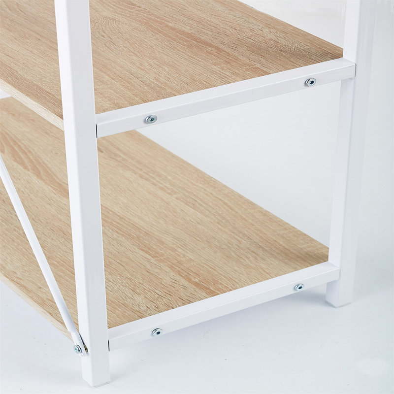 Javin Metal Base Writing Desk, Natural Wood Finish