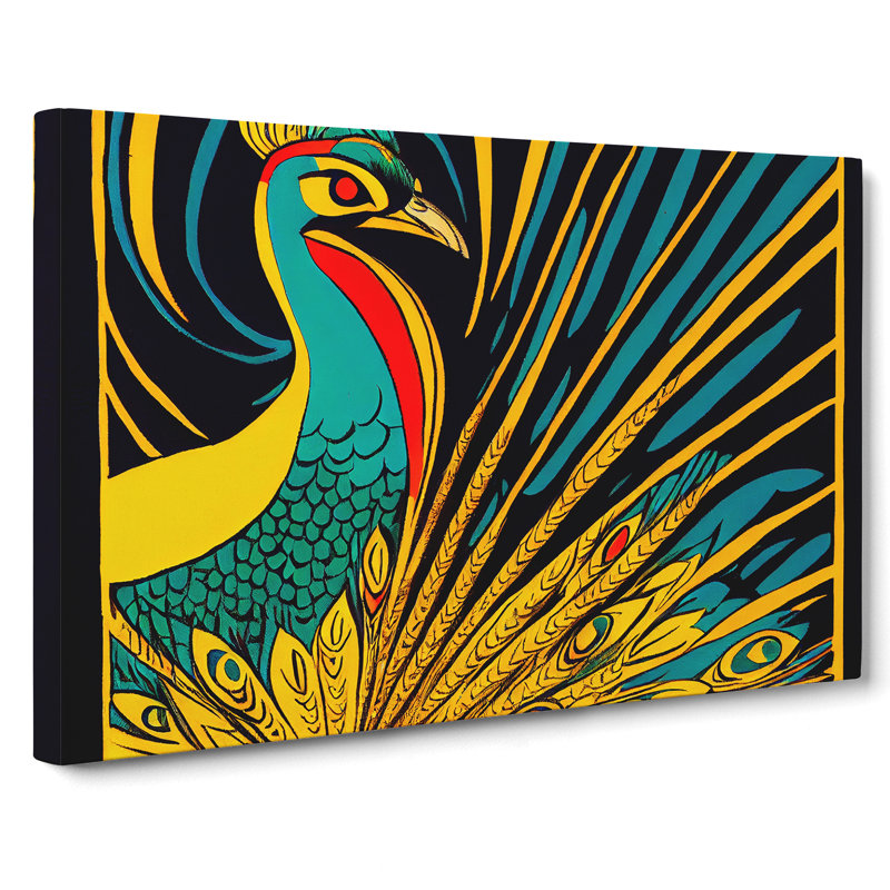 The Neat Peacock Abstract - Wrapped Canvas, 50cm H x 76cm W x 3cm D