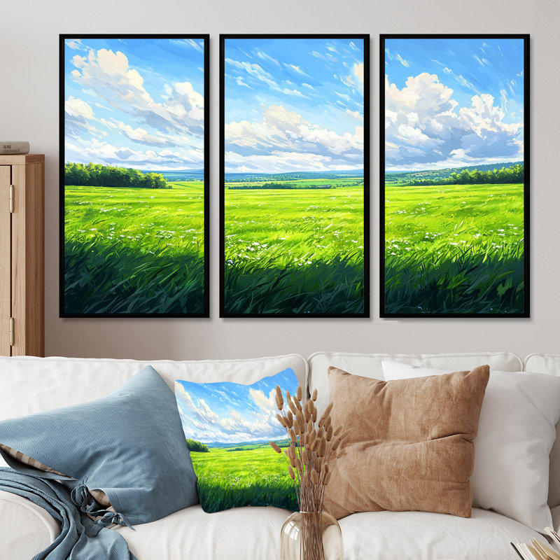 «Countryside At High Noon I», ensemble d'art mural de campagne, H 28 po x l 36 po, Noir