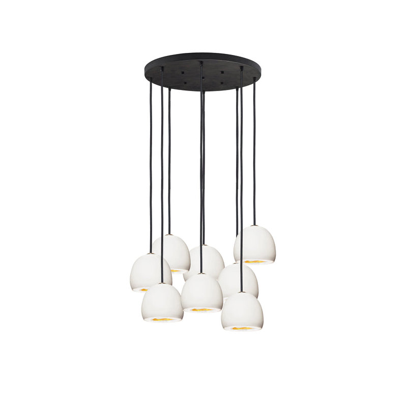 8 - Light Chandelier, Matte White/Brass, 96" H x 24" W x 24" D, Black
