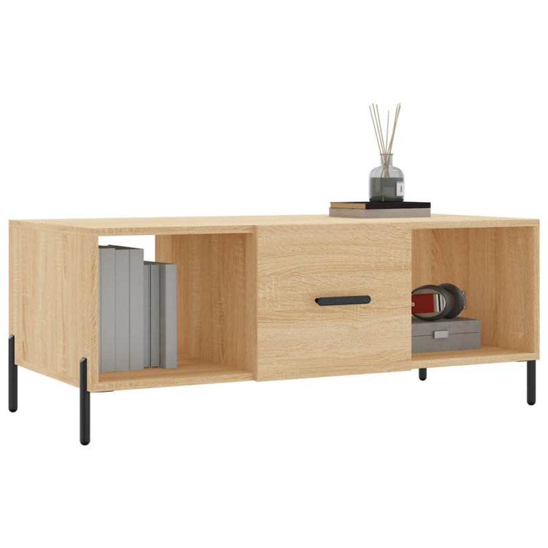 Aunterrio Four Leg Coffee Table with Storage, Sonoma Oak