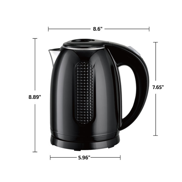 Farberware 1.7 Liter Electric Kettle, Double Wall Stainless Steel and Black, Size: 1.7 Large