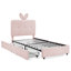 Full Size Kids Upholstered Bed with Rabbit Ear Headboard, LED Light & 4 Storage Drawers, Boucle Fabric,Beige-1240190070-1240190067