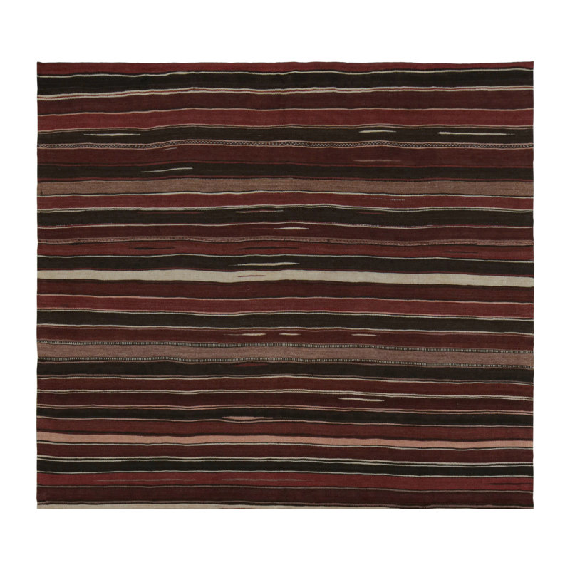 Hand Woven Kilim Wool Striped Area Rug, Rectangle 5'10'' x 5'3''