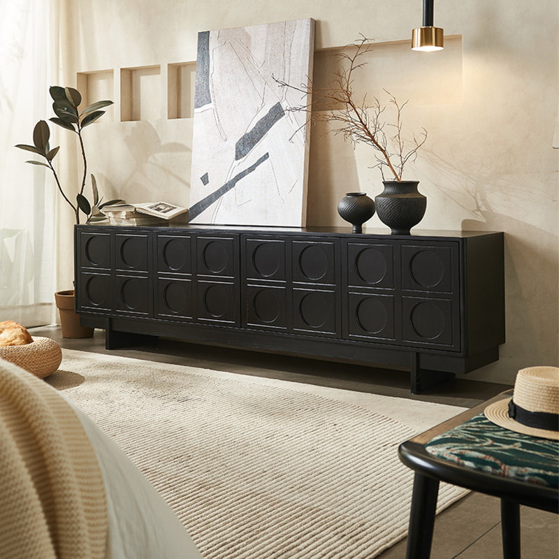 Meuble télé de style médiéval, 86.61", Noir, noir, noir, noir