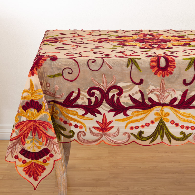 Esaah Alessandra Embroidered Tablecloth, Multi, 84" W x 84" L
