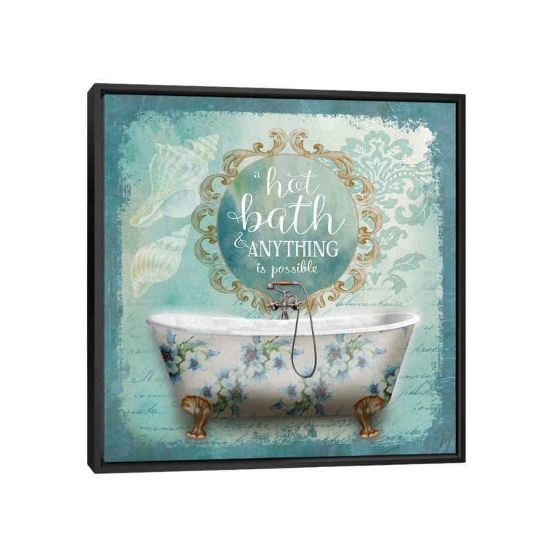 «Mirror Bath I», impression sur toile, H 18 po x l 18 po x P 1,5 po, Toile encadrée noire, Pas de tapis