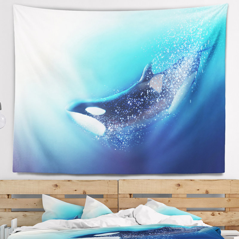 Orque et tapisserie de mer Animal, H 50 po x l 60 po