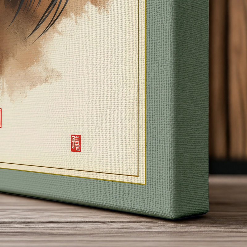 Chestnut Study Japandi 1 Piece Wrapped Canvas Wall Art, 24x16 - 61.0 x 40.6 cm, Sage Border