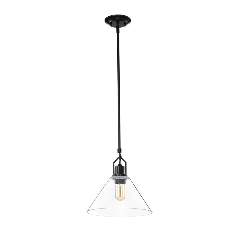 Luminaire suspendu conique à 1 lumière June, H 11,5 po x l 11,5 po x P 11,5 po, Noir mat