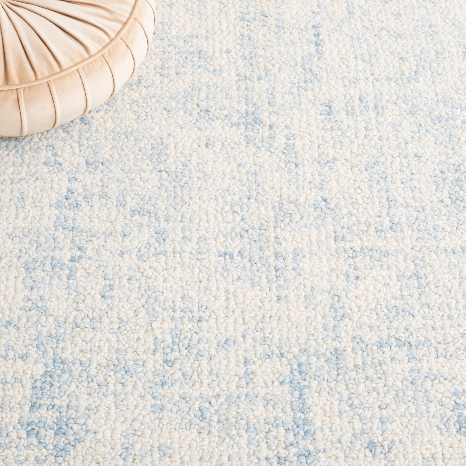 Fredi Light Blue Ivory Hand-Woven Abstract Rug, Rectangle 3' x 5'