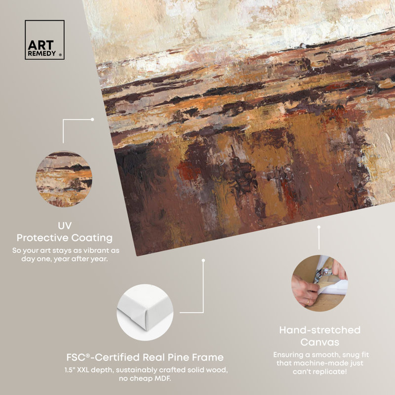 Beige and Brown Abstract Canvas Wall Art, 24" x 16"