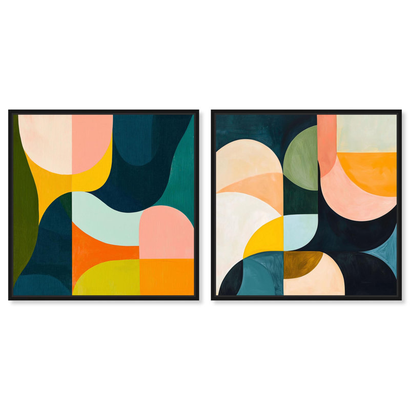 Cool and Warm Tones Set Canvas Print Colorful Wall Decor Set by Art Remedy, Black Frame, 12 x 12, H 21 po x l 21 po