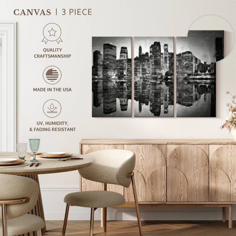 Sireci Abstract Skyline BW, 28" H x 45" W