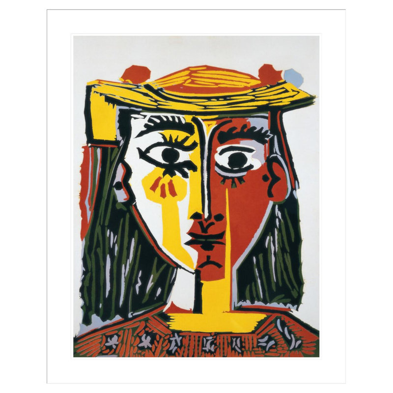 «Bust of a Woman with a Hat» par Pablo Picasso, impression giclée sur cadre, H 41,46 po x l 33,5 po