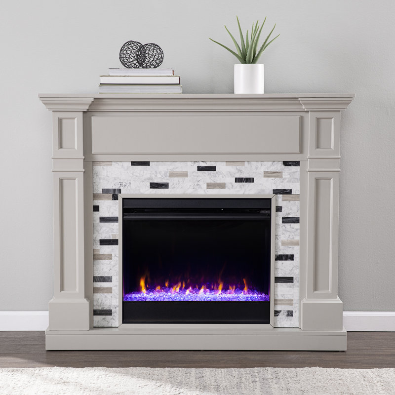 Northdale Birkover Color Changing Electric Fireplace with Marble Tiling