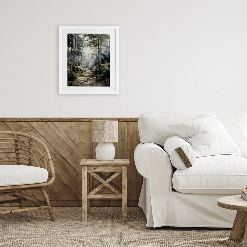 «Through The Woods Pathway», reproduction sous verre encadrée, design par Franklyn Gregory, 16 x 13