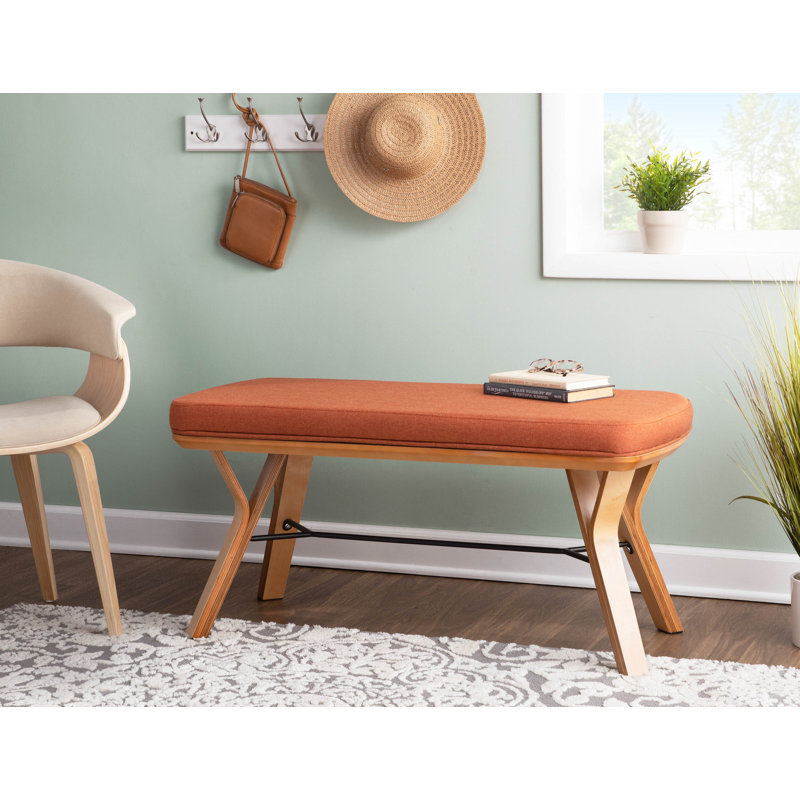 Banc rembourré Fayette, Orange / naturel, Natural