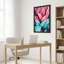 Rose et bleu sarcelle, feuilles tropicales, motif sur toile-1302373346