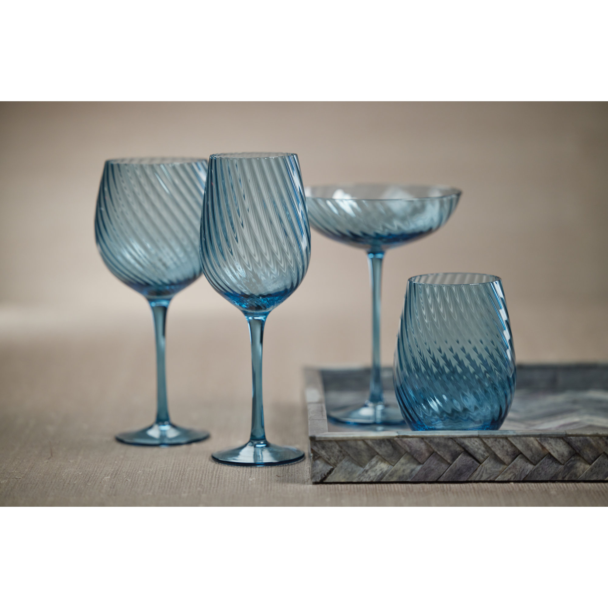 Bonnie Optic Swirl Red Wine Glasses, Blue