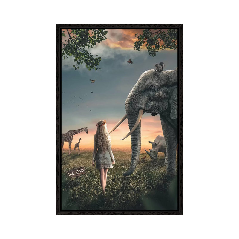 The Zoo by Zenja Gammer - Print on Canvas, 66.04 cm H x 45.72 cm W, Black Framed