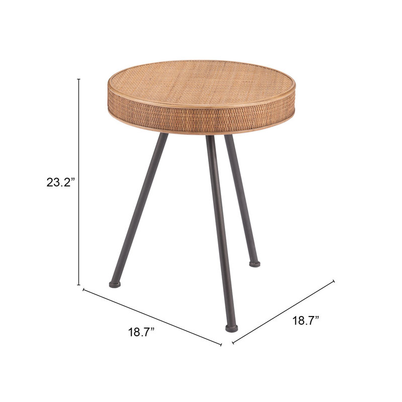 Natural Wood and Metal Round Accent Table
