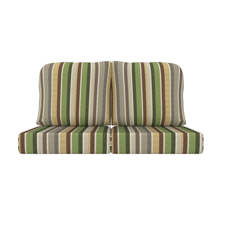 Amala Sunbrella® Indoor/Outdoor Loveseat Cushion, Green/Gray/Beige Sunbrella®