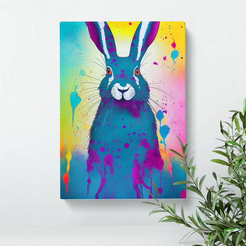 Painted Hare No.3 Abstract - Wrapped Canvas, 60cm H x 40cm W x 3cm D
