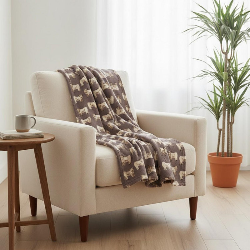 Machine Woven Throw Blanket, Mocha