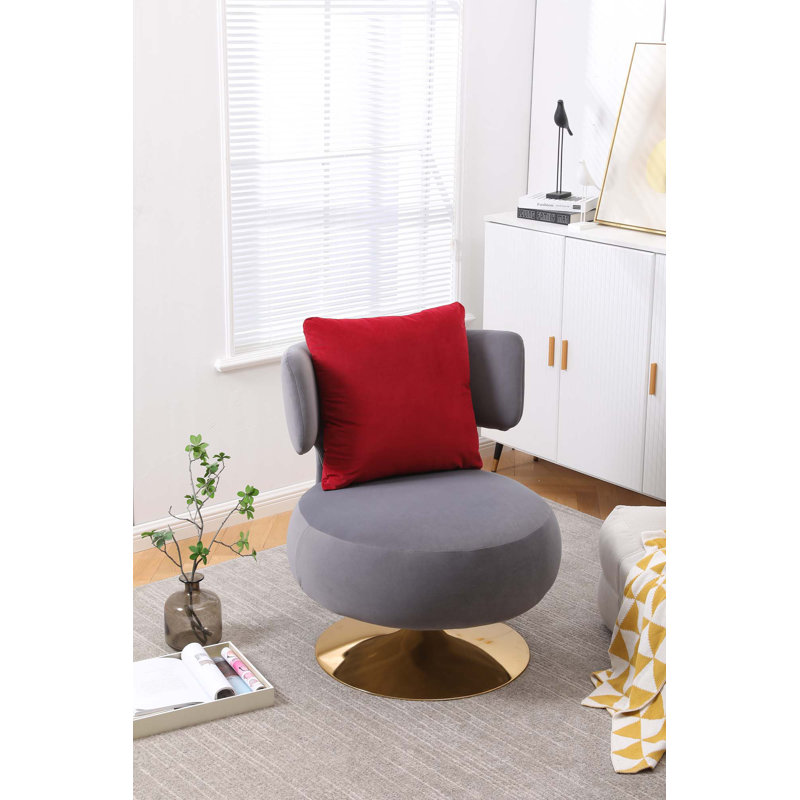 Fauteuil pivotant, fauteuil rond en tissu pour la chambre à coucher du salon