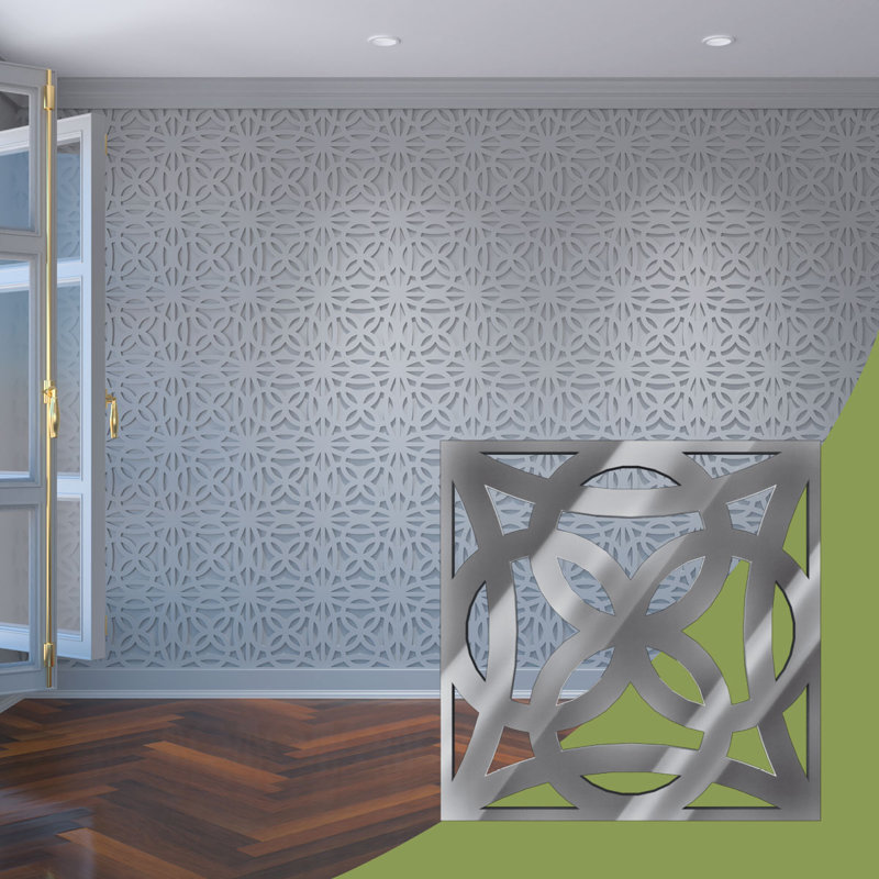 Baytown Decorative Fretwork Acrylic Wall Panels, Small, 11 3/8"W x 11 3/8"H x 1/8"TSilver Mirror, Silver Mirror