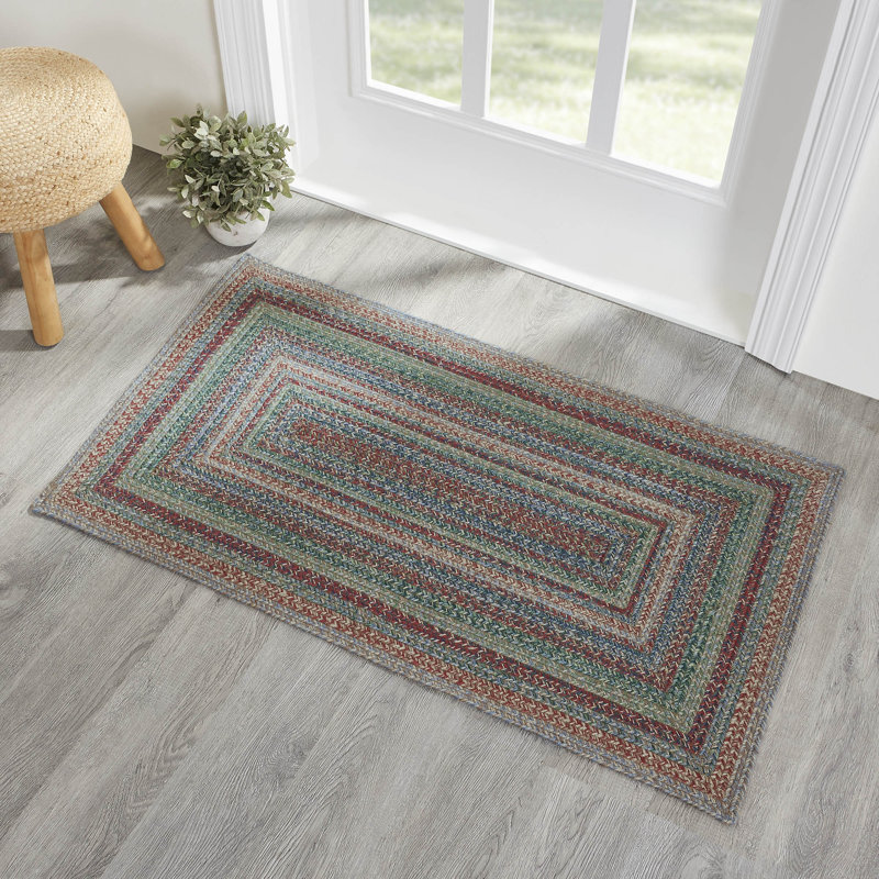 Tapis vert tressé à la main Madiana, Rectangle 2 pi 3 po x 4 pi
