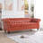 84.6" Faux Leather Upholstered Chesterfield Sofa Tufted Rolled-Arm 3-Seater Couch with Solid Wood Legs-2005533719
