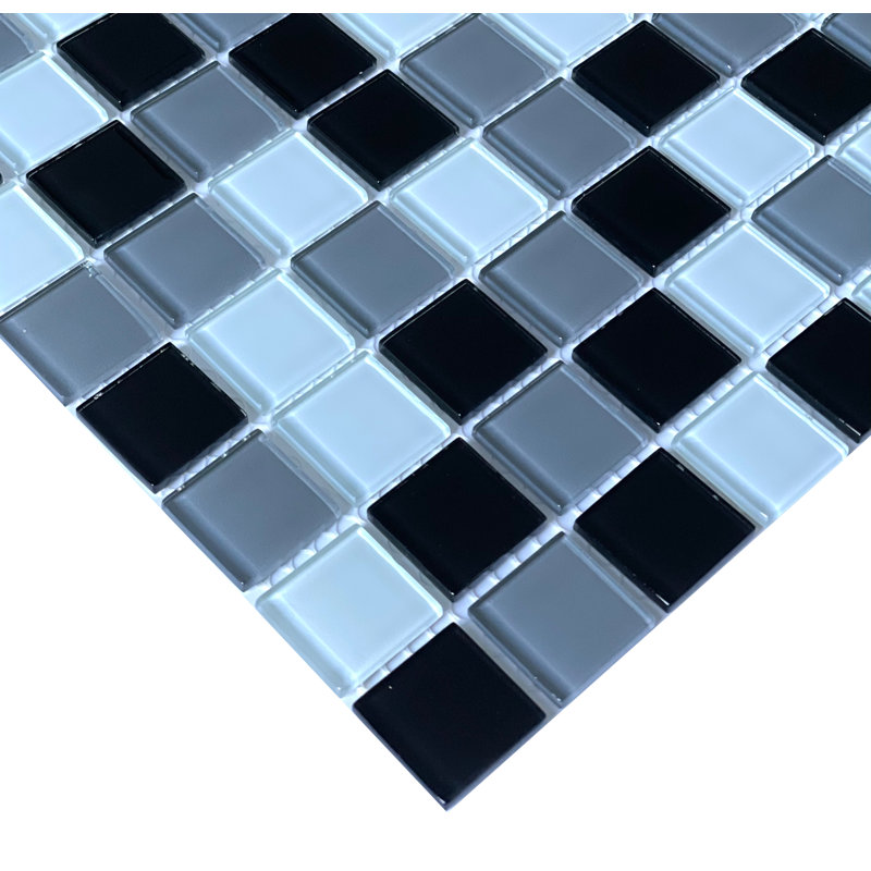 Pizzoli 1'' W x 1'' L Backsplash Glass Tile Mosaic Sheet, Black