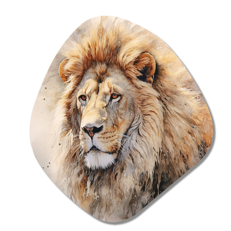 Tayvonne - Lion de forme unique, reproduction de sculpture murale asymétrique en métal, H 28 po x l 25 po