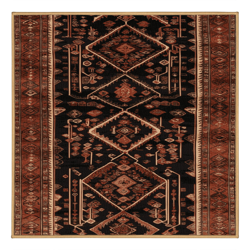 Machine Washable Turkish Brown Area Rug, Square 6'