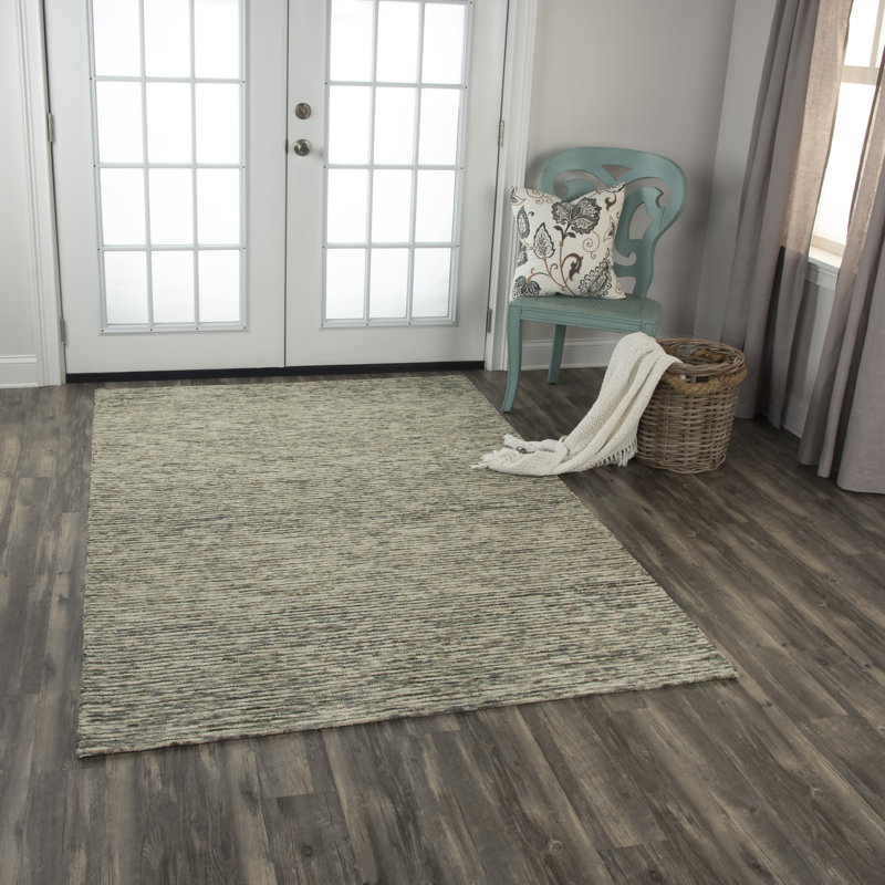 Tapis beige / gris en laine touffeté à la main Reiban, Rectangle 8 pi 6 po x 11 pi 6 po