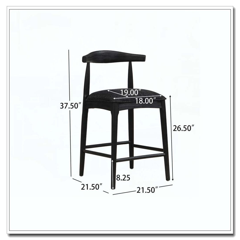 Tabouret de bar en bois, 26.5", Noir