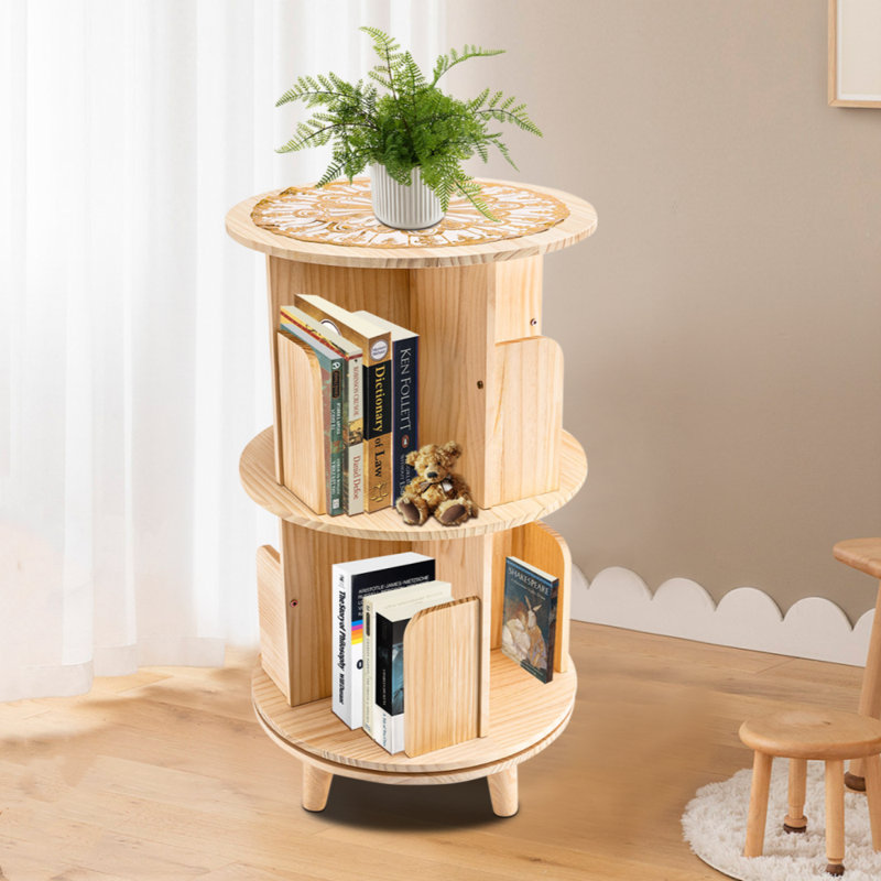 Debralyn 2- Tier 360° Rotating Bookshelf Bookcase Storage Shelf