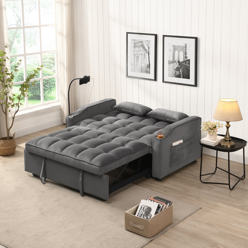Sofa Bed With Trundle Dark Grey, Dark Gray