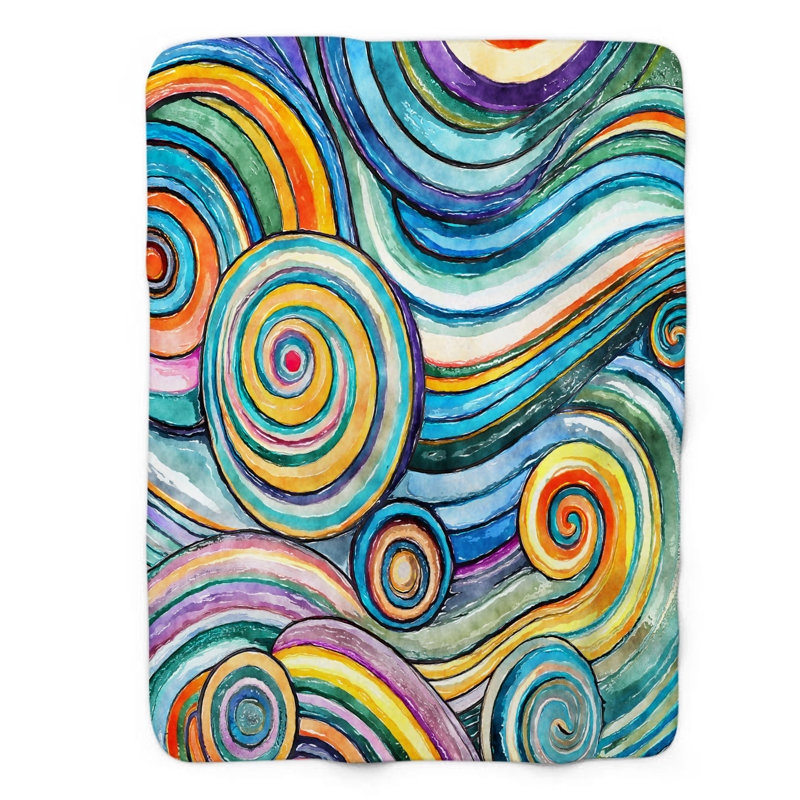Whimsical Whirlpools - 1 jeté Sherpa Blan Premium, L 60 po x L 80 po