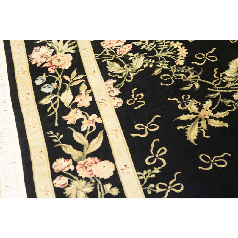 Hand Knotted Area Rug in Black